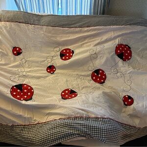 JoJO designs Decorative Ladybug Embroidered Comforter - White and Red